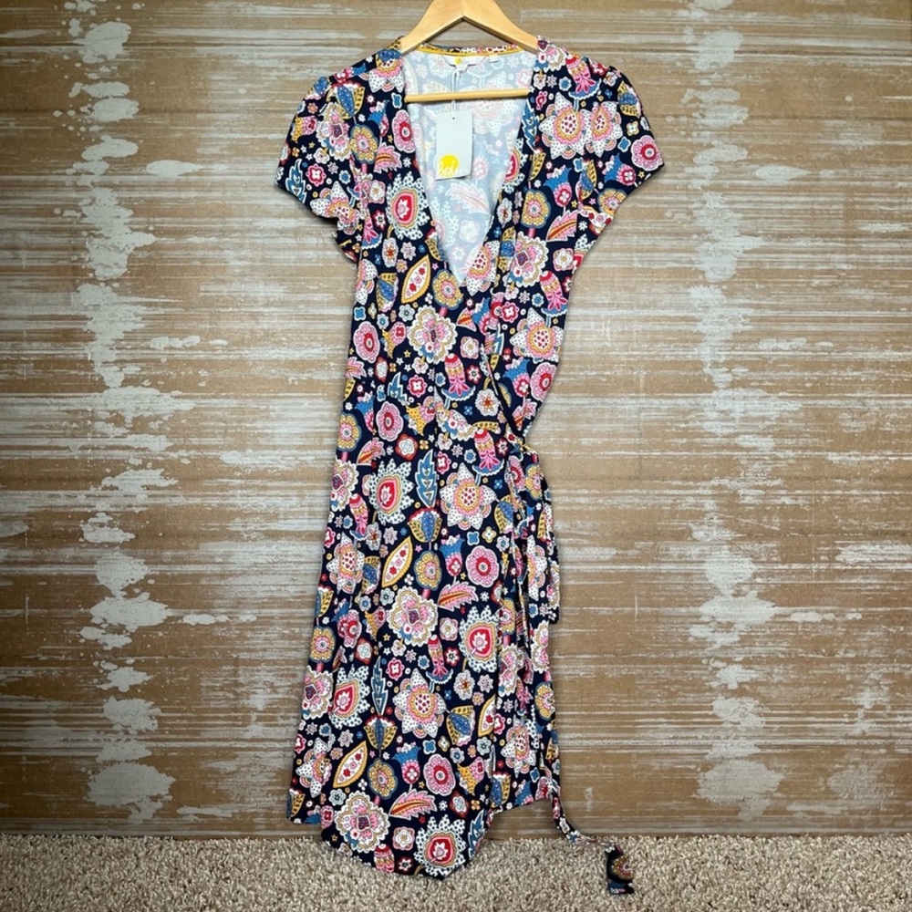 Boden NWT Summer Wrap Dress Navy Floral Paisley Preppy Career Womens 10